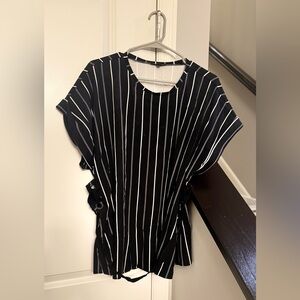 Express Black and White Pinstripe Blouse